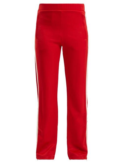 Matchesfashion.com Moncler - Side Stripe Wide Leg Jersey Track Pants - Womens - Red