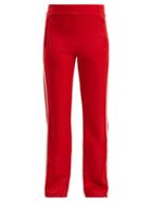 Matchesfashion.com Moncler - Side Stripe Wide Leg Jersey Track Pants - Womens - Red