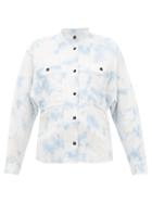 Matchesfashion.com Isabel Marant Toile - Barney Mandarin-collar Cotton-blend Shirt - Womens - Blue White