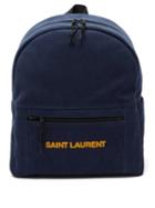 Saint Laurent - Logo-embroidered Corduroy Backpack - Mens - Navy