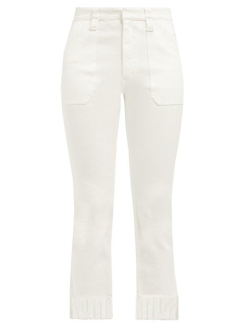 Matchesfashion.com Chlo - Frayed Hem Straight Leg Jeans - Womens - White