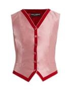 Matchesfashion.com Dolce & Gabbana - Contrast Trim Satin Waistcoat - Womens - Pink Multi