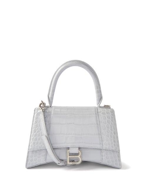 Balenciaga - Hourglass S Crocodile-effect Leather Bag - Womens - Light Blue
