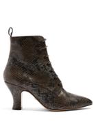 Alexachung Victorian Snakeskin-effect Leather Lace-up Boots