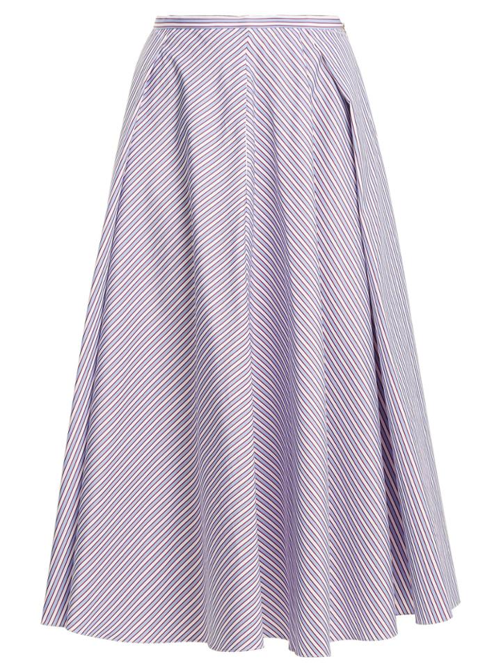 Rochas Striped Cotton Midi Skirt