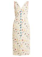 Carolina Herrera Terazzo-print V-neck Cotton-blend Faille Dress
