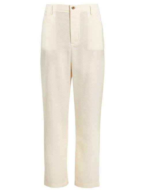 Matchesfashion.com Wales Bonner - Nehisi Wide Leg Wool Trousers - Womens - Ivory