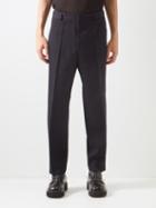 Jil Sander - Wool-gabardine Straight-leg Trousers - Mens - Dark Blue