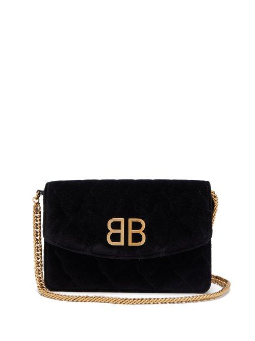 Matchesfashion.com Balenciaga - Bb Quilted Velvet Clutch - Womens - Black