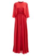 Giambattista Valli - Cape-sleeve Silk-georgette Gown - Womens - Red