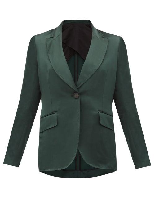 Matchesfashion.com Ssone - Metta Single-breasted Satin Jacket - Womens - Emerald