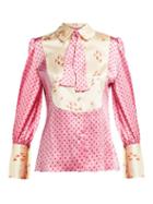 Matchesfashion.com Edeltrud Hofmann - Jolly Polka Dot And Floral Print Silk Blouse - Womens - Pink Multi