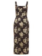 Matchesfashion.com Emilia Wickstead - Juditella Floral Brocade Pencil Dress - Womens - Black Gold