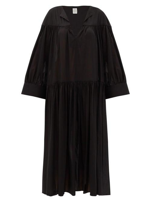 Matchesfashion.com Totme - Alassio Cotton-blend Voile Dress - Womens - Black