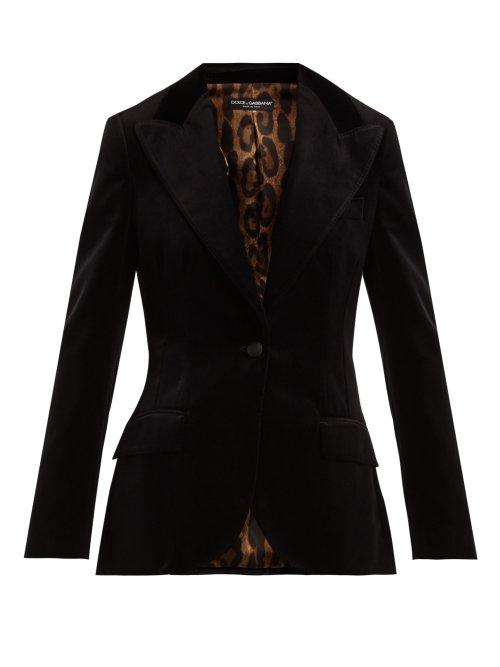 Matchesfashion.com Dolce & Gabbana - Single Breasted Velvet Blazer - Womens - Black