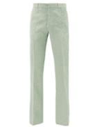 Matchesfashion.com Amiri - Paisley-brocade Velvet Trousers - Mens - Light Green