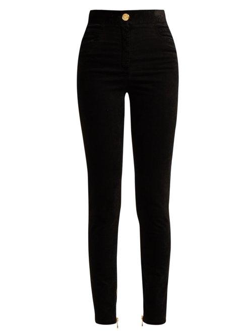 Matchesfashion.com Balmain - High Rise Velvet Trousers - Womens - Black