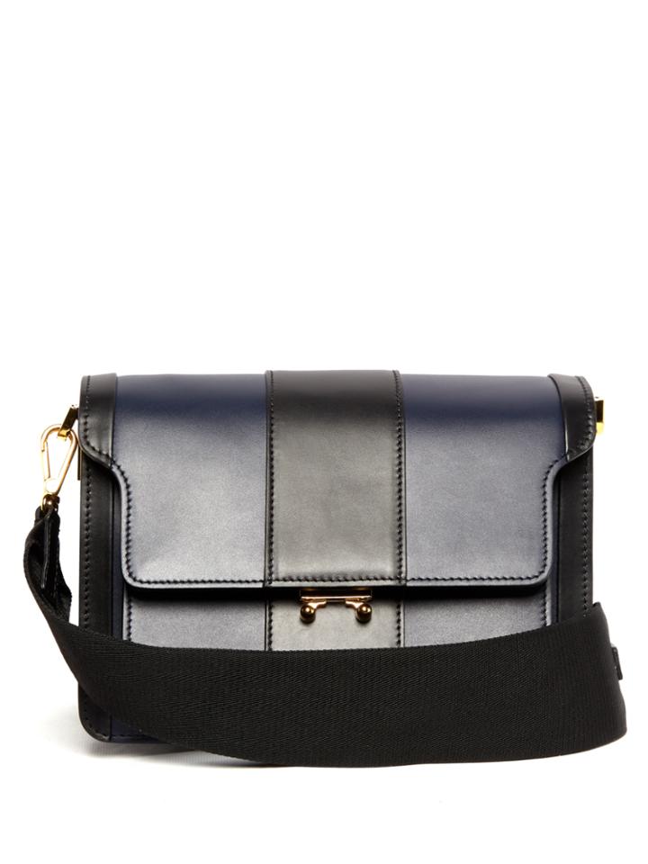 Marni Trunk Medium Striped Leather Shoulder Bag