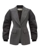 Alexander Mcqueen - Faille And Wool-blend Herringbone-twill Blazer - Womens - Grey