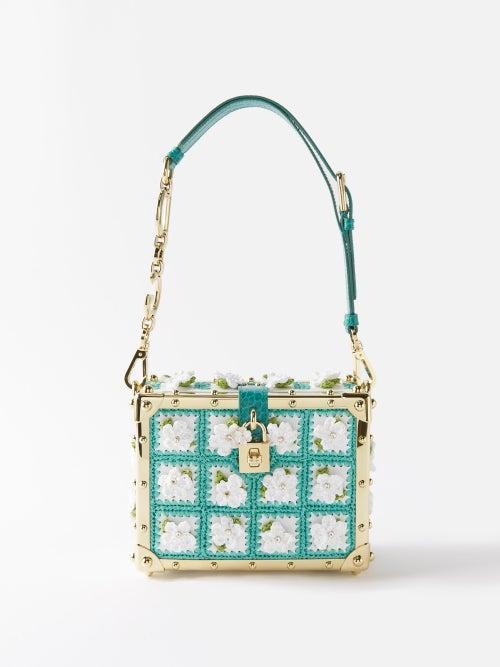 Dolce & Gabbana - Dolce Box Flower-crochet Shoulder Bag - Womens - Green White