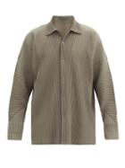 Matchesfashion.com Homme Pliss Issey Miyake - Dropped-shoulder Pleated-jersey Shirt - Mens - Khaki