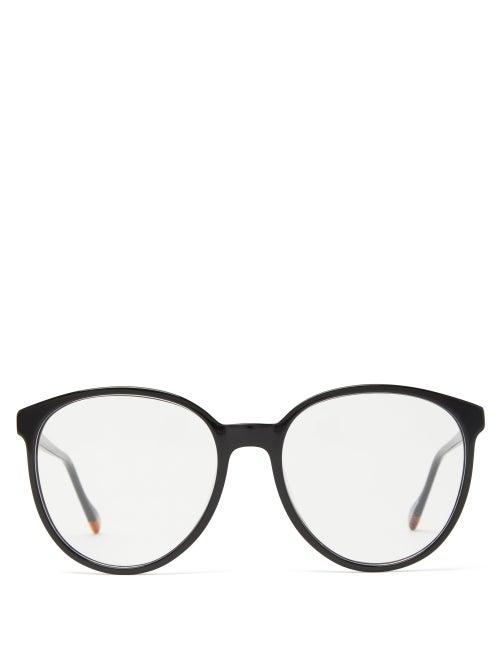 Matchesfashion.com Le Specs - Elan Vital Round Acetate Glasses - Womens - Black