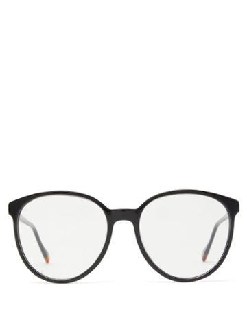 Matchesfashion.com Le Specs - Elan Vital Round Acetate Glasses - Womens - Black