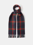 Gucci - Tartan And Gg-jacquard Wool Scarf - Womens - Blue Multi