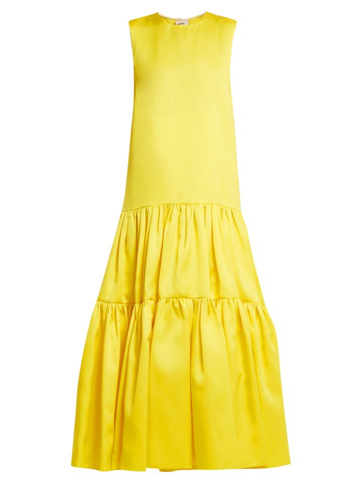 Maison Rabih Kayrouz Dropped-waist Tiered Satin Gown