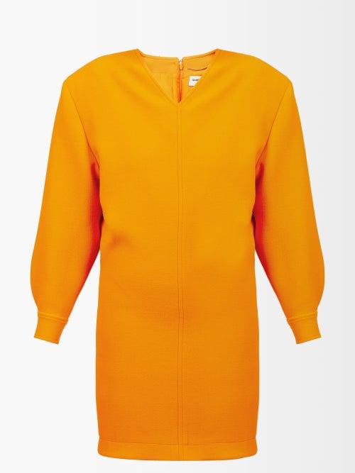 Saint Laurent - Keyhole-back Grain De Poudre Mini Dress - Womens - Orange
