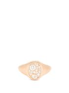 Matchesfashion.com Jade Trau - Pav-diamond 18kt Gold Signet Ring - Womens - Rose Gold