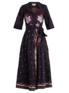 Temperley London Divine Floral-embroidered Tie-waist Cotton Dress