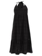 Ladies Beachwear Heidi Klein - Halterneck Broderie-anglaise Cotton-poplin Dress - Womens - Black