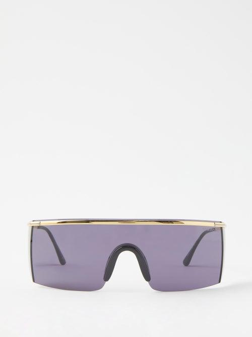 Tom Ford Eyewear - Pavlos Shield Metal Sunglasses - Mens - Gold Grey