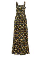 Agua By Agua Bendita - Achiote Floral-print Cotton-poplin Maxi Dress - Womens - Navy