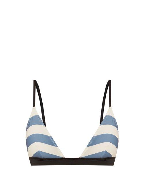 Matchesfashion.com Solid & Striped - The Morgan Striped Bikini Top - Womens - Blue Multi