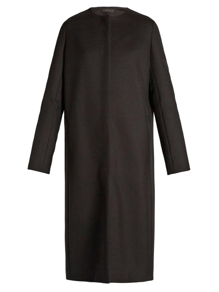The Row Malma Collarless Wool-blend Piqu Coat