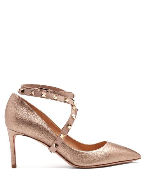 Matchesfashion.com Valentino - Studwrap Leather Pumps - Womens - Gold