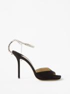 Jimmy Choo - Saeda 100 Crystal-strap Suede Sandals - Womens - Black