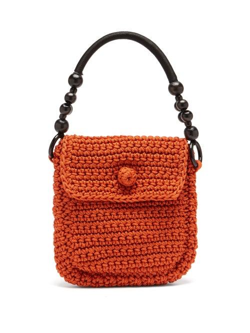 Matchesfashion.com Gabriel For Sach - Zuroncito Wooden-handle Knitted Shoulder Bag - Womens - Dark Orange