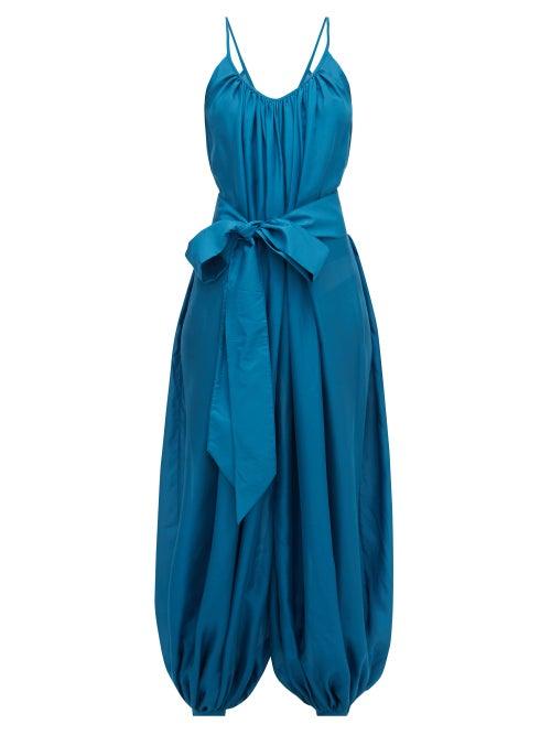 Matchesfashion.com Kalita - Balloon Scoop-neckline Silk Jumpsuit - Womens - Green