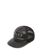 Matchesfashion.com Gucci - Leather Logo Trucker Cap - Mens - Black