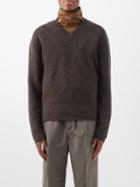 Lemaire - V-neck Wool Sweater - Mens - Dark Brown