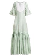 Matchesfashion.com Wiggy Kit - Medina Cotton Maxi Dress - Womens - Green Stripe