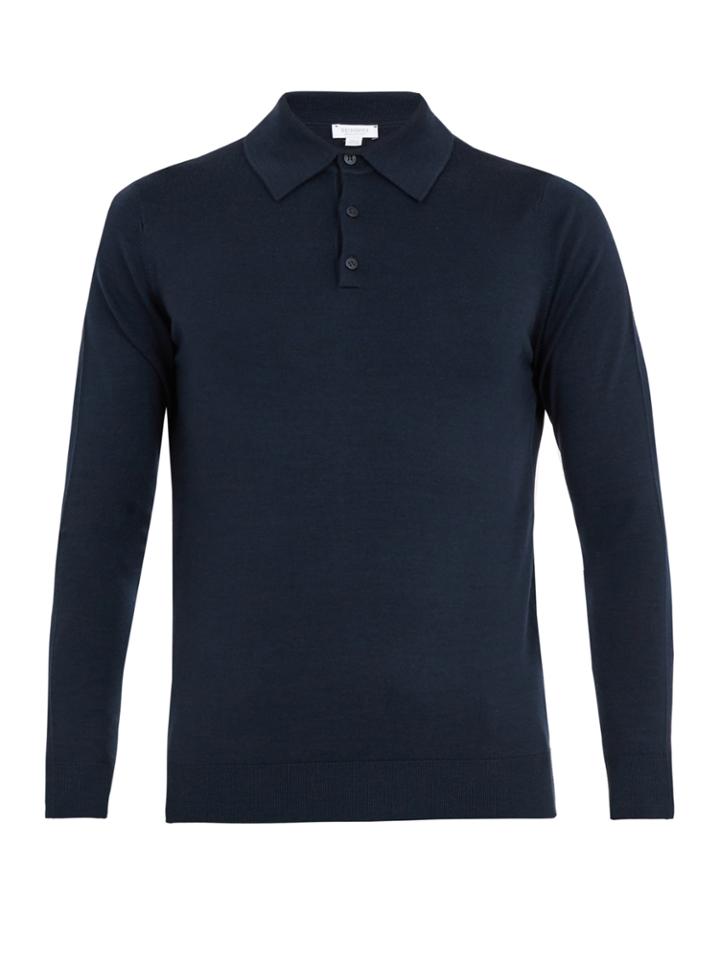 Sunspel Fine-knit Wool Polo Sweater
