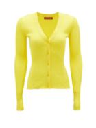 Matchesfashion.com Altuzarra - Hartwell V-neck Rib-knitted Silk-blend Cardigan - Womens - Yellow