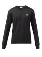 Stone Island - Logo Patch Cotton-jersey Long-sleeved T-shirt - Mens - Black