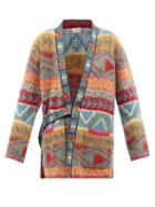 Etro - Santa Cruz Intarsia-knit Wrap Cardigan - Womens - Grey Multi