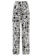 Matchesfashion.com La Doublej - Palazzo Floral-print Crepe Trousers - Womens - Black White