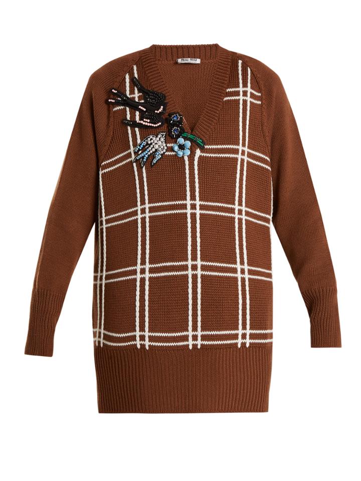 Miu Miu Embellished Braid-embroidered Wool Sweater